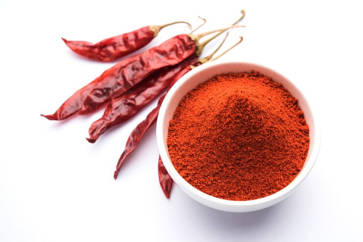 Red chilli powder in a bowl